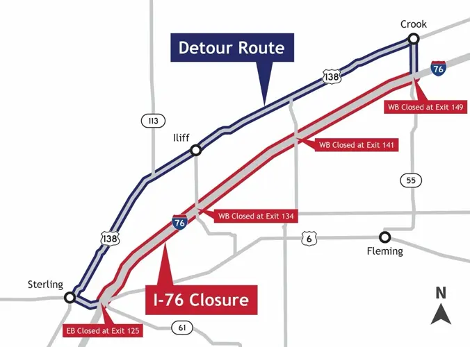 I-76 to temporarily close near Sterling Thursday morning