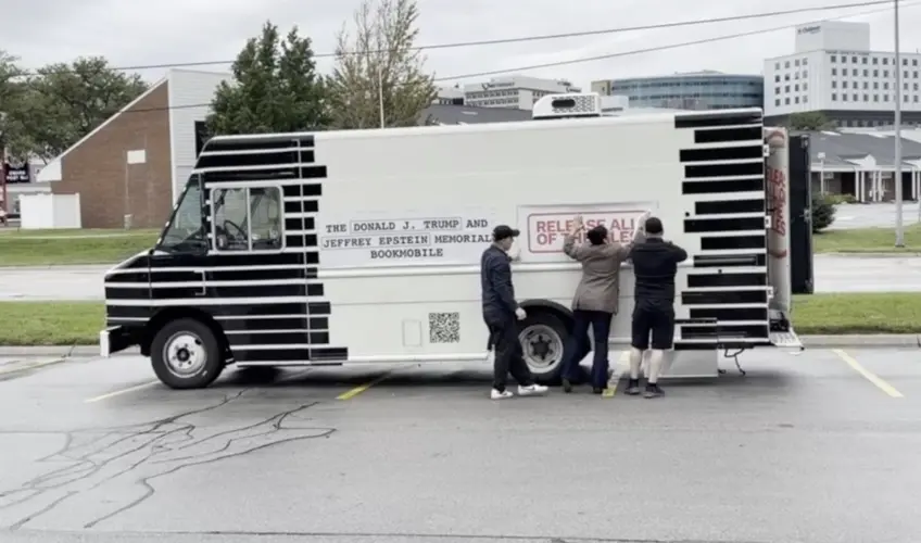 Epstein bookmobile comes to Omaha, draws visit from Osborn