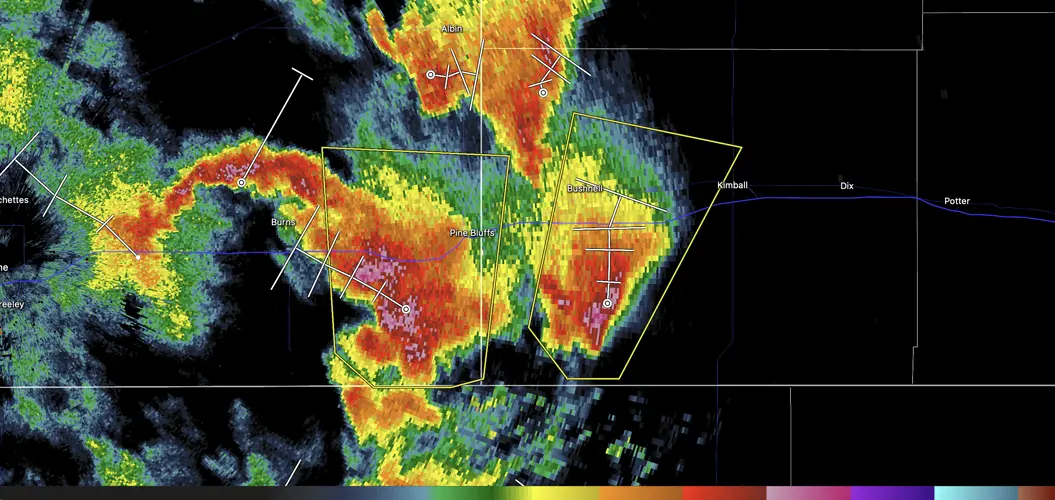 Severe thunderstorm warning issued for western Kimball County, southeast Wyoming