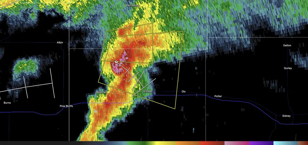 Severe thunderstorm warning issued for Kimball area as tornado threat noted