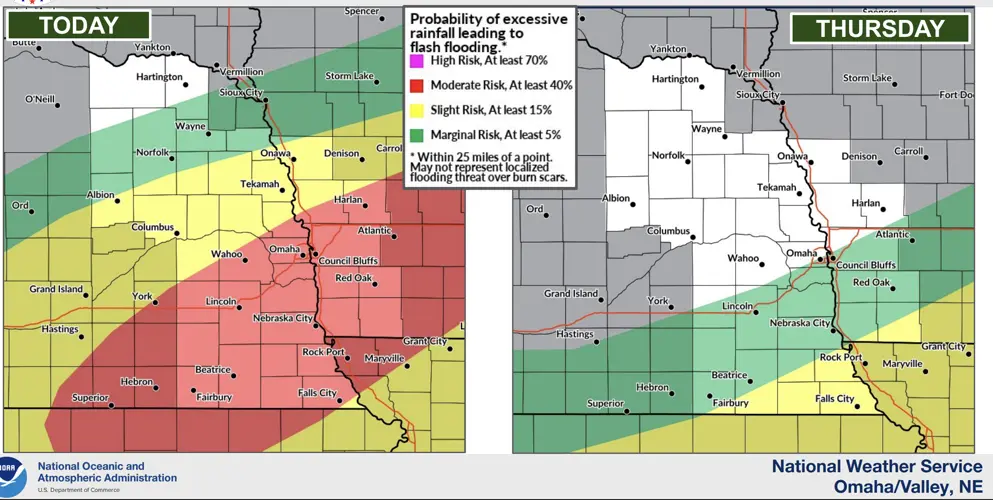 Flood watch stays in effect as remnants of hurricane Polo dumps heavy rain across eastern Nebraska