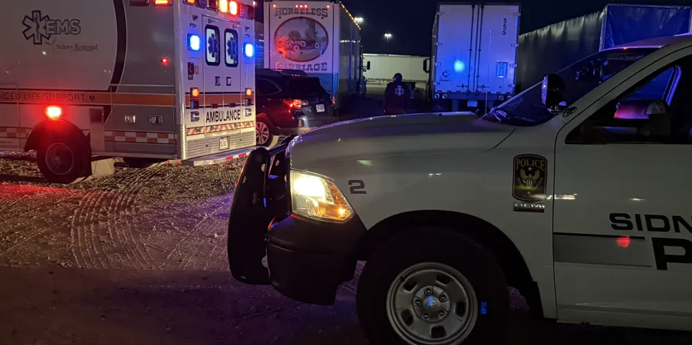 One injured in car vs truck accident