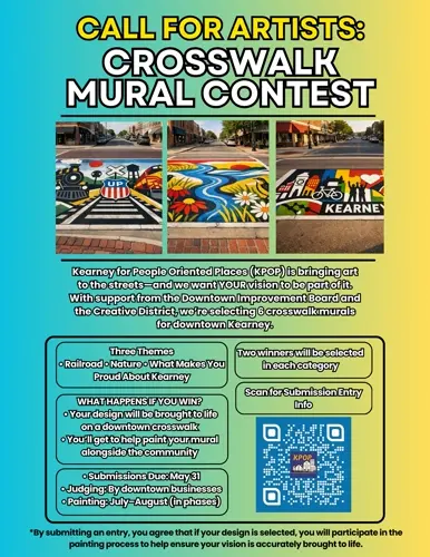 Voluntarios locales invitan a residentes de Kearney a ayudar a diseñar murales en los pasos de peatones del centro