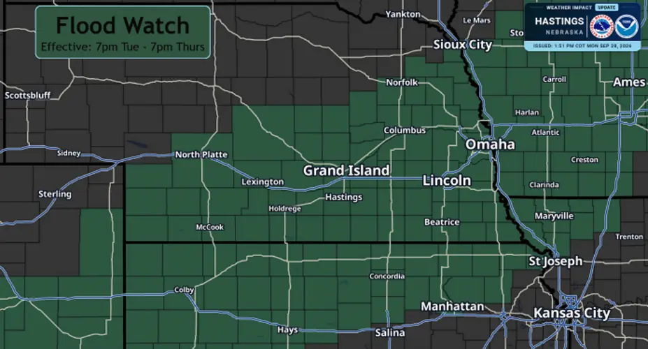 Heavy rain brings flooding threat to much of Nebraska