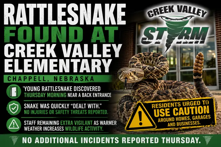 Young rattlesnake found at Creek Valley Elementary