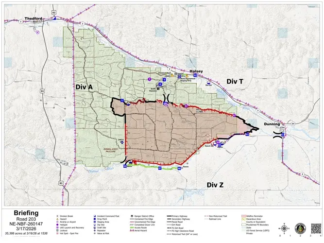 Road 203 Fire grows to more than 35,000 acres, 36% contained near Halsey