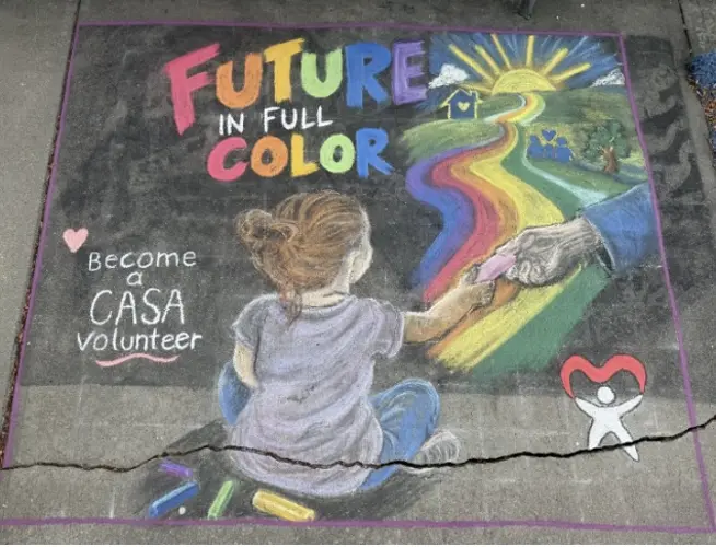 Valentine woman wins statewide CASA chalk art contest