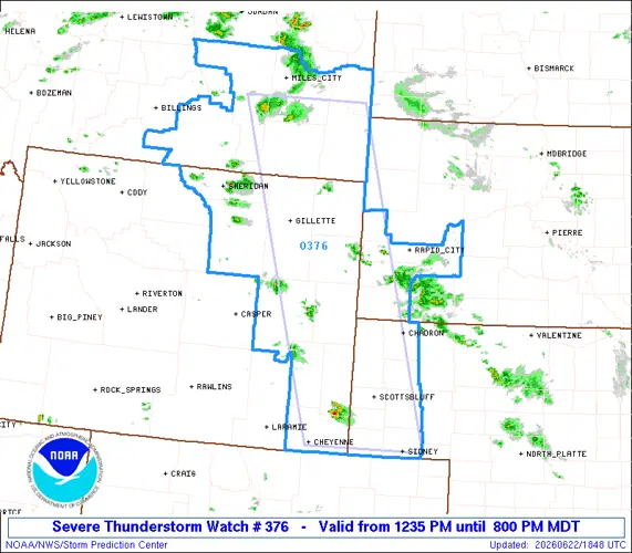 Severe Thunderstorm Watch issued for Nebraska Panhandle, southeast Wyoming until 8 p.m.