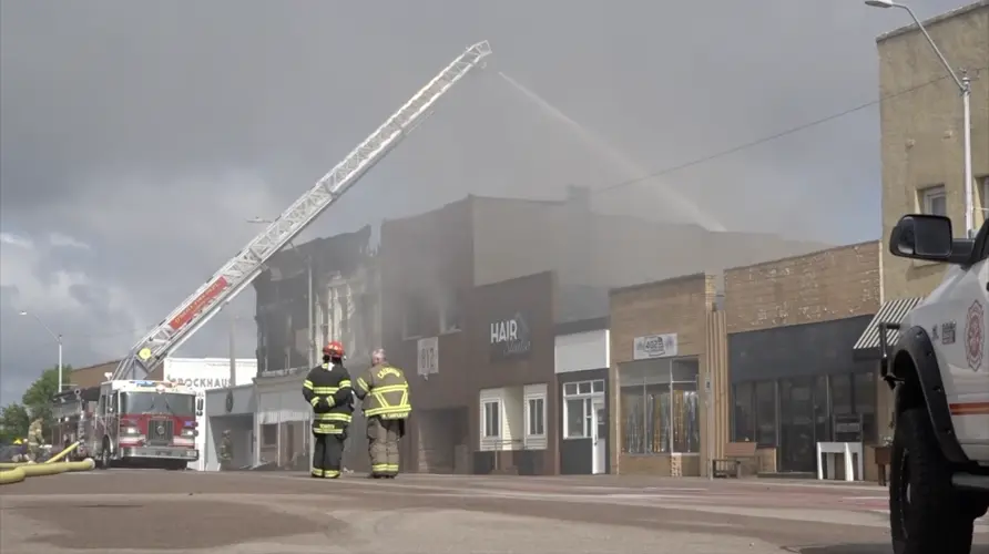 Fire tears through buildings in downtown Creighton