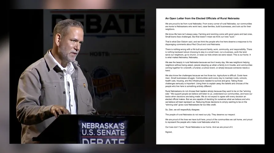 Rural Nebraska lawmakers call on Osborn to respond to leaked audio comments