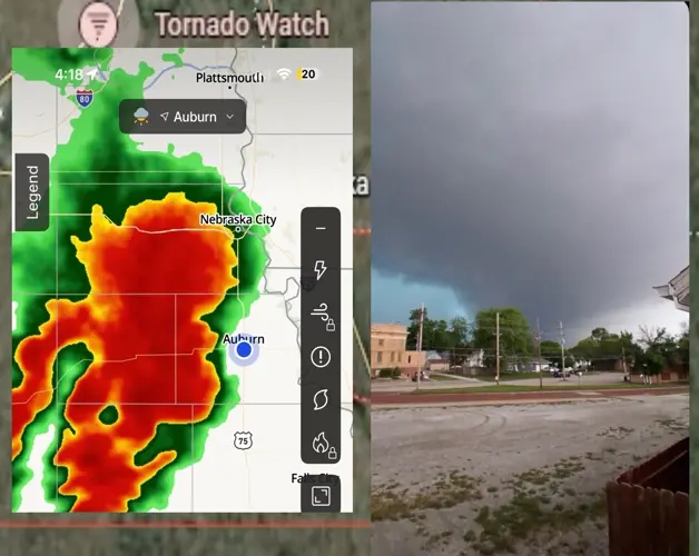 Radar image of Auburn tornadoes
