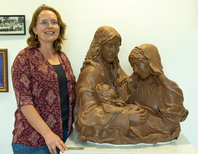 Chadron State College Art Associate Professor complete nearly life-size sculpture of Mary, Joseph, and Jesus