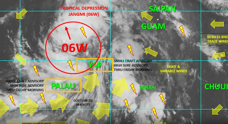 Tropical Depression Jangmi strengthening, no threat to Marianas
