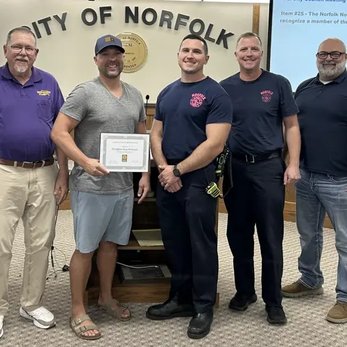 Norfolk firefighter recognized for station upgrades and leadership