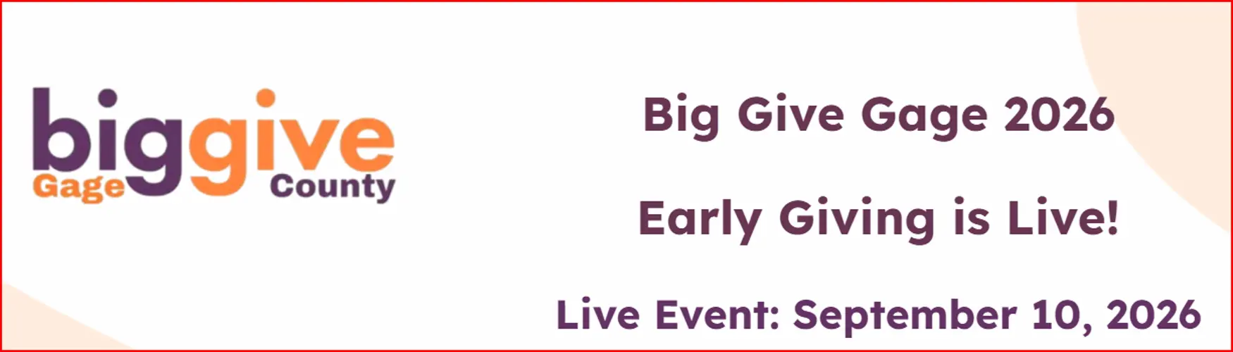 Early donations underway for Big Give Gage campaign
