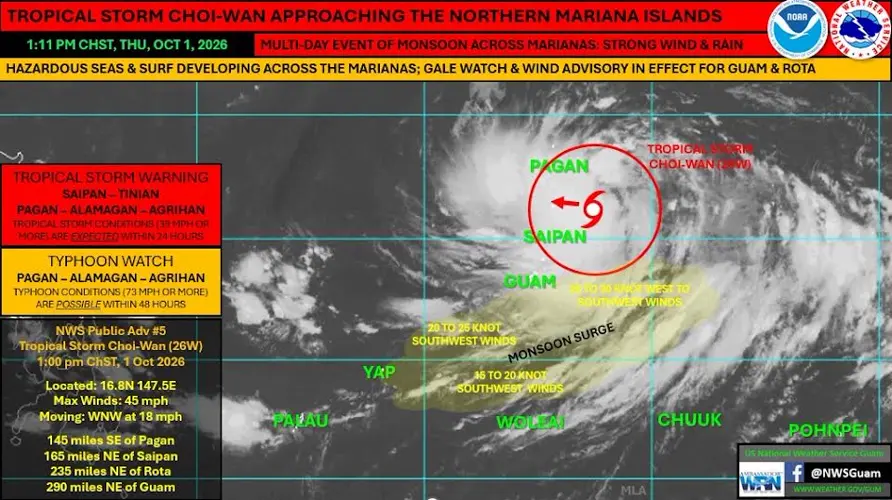 Tropical Storm Choi-Wan Approaches CNMI