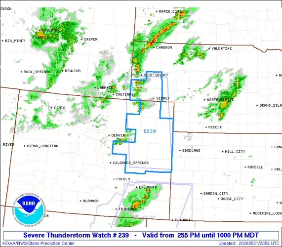 Severe Thunderstorm Watch issued for southern Nebraska Panhandle, northeast Colorado