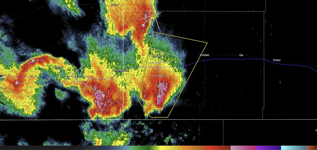 Severe thunderstorm warning issued for southwestern Kimball County