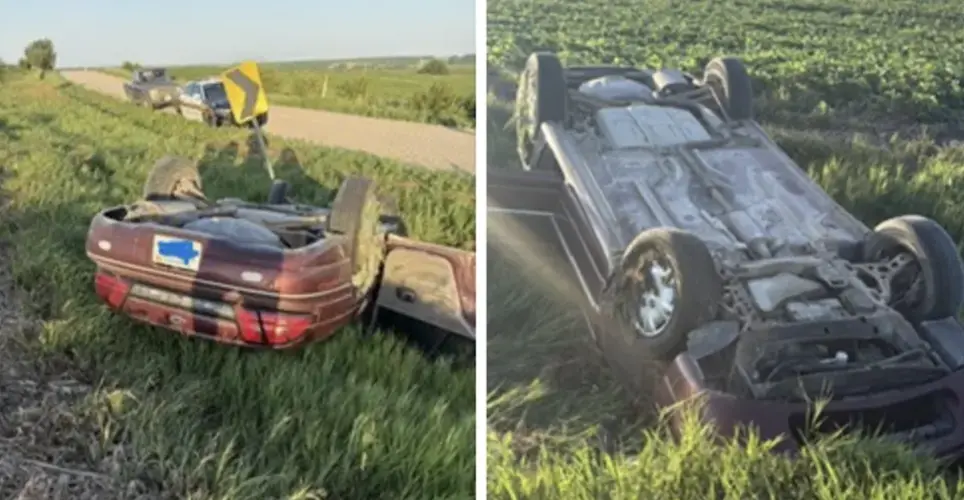 Adolescente herido en un accidente con vuelco al norte de Stanton