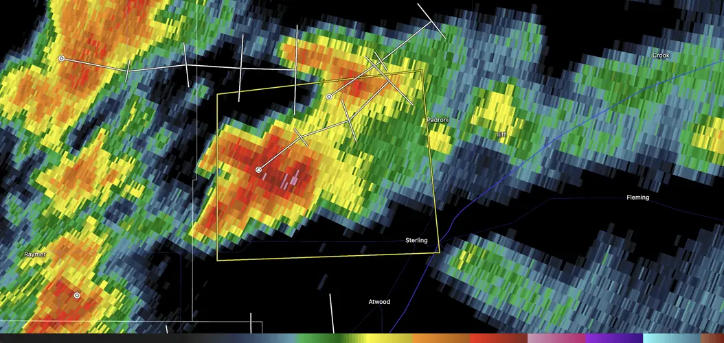 Severe thunderstorm warning issued for Sterling area with ping pong ball-size hail threat
