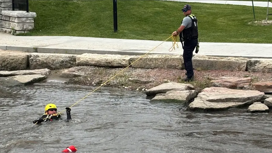 Norfolk Fire Department practices lifesaving swift-water rescues at Johnson Park
