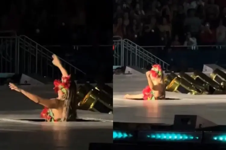 ¡Tremendo susto! Karol G queda atrapada en pleno concierto y el momento se vuelve viral