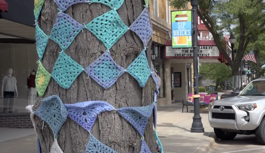 "Yarn Bombing" art project adds color to downtown Kearney