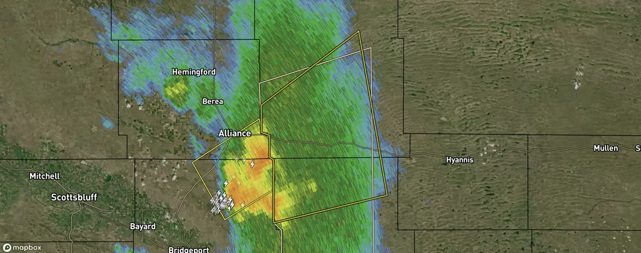 Severe thunderstorm warnings issued for Alliance area, northern Garden County