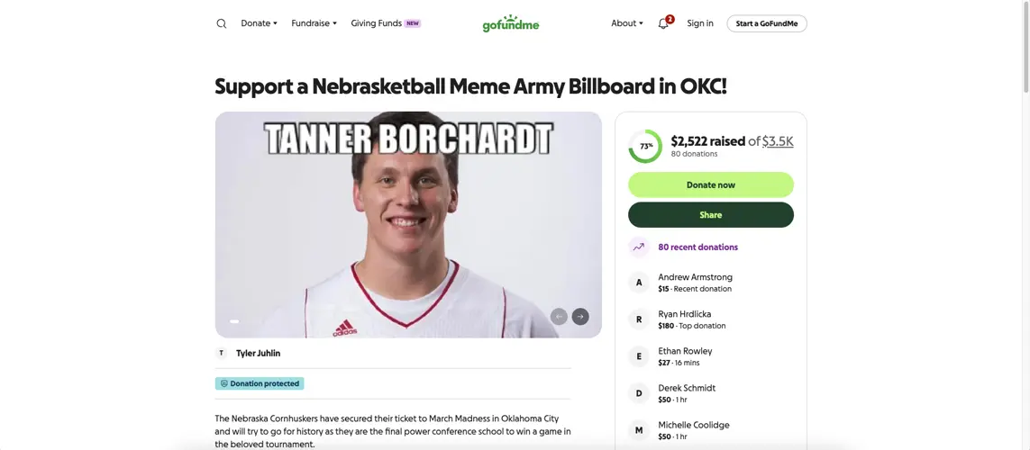 "Meme-Board" Mania: Nebraska fans raise funds for Husker’s billboard