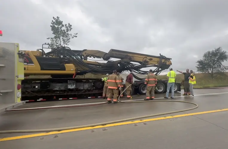 Julian Brock respond to semi-trailer fire