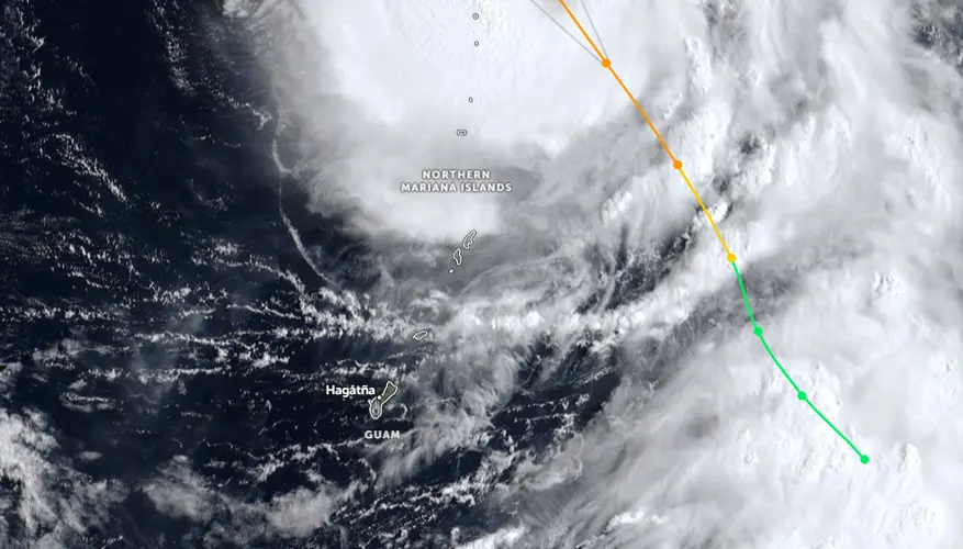 Typhoon Saudel rapidly moves away from lower islands in CNMI