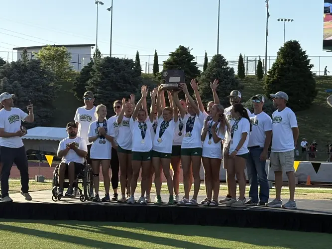 Kearney Catholic girls track secures three-peat
