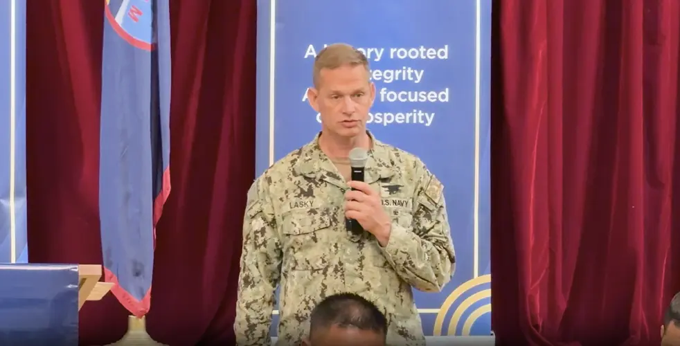 Rear Admiral Joshua Lasky responds to buildup concerns from island business community