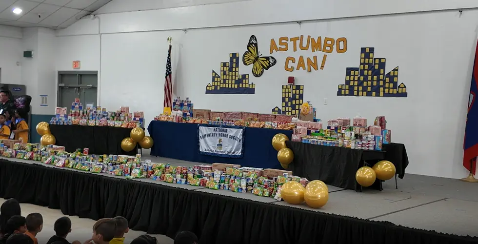 Astumbo Elementary School collects cans for food charity