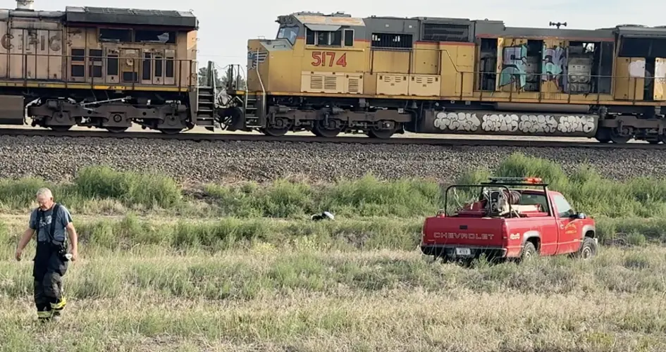 Train fire closes county roads between Potter and Brownson