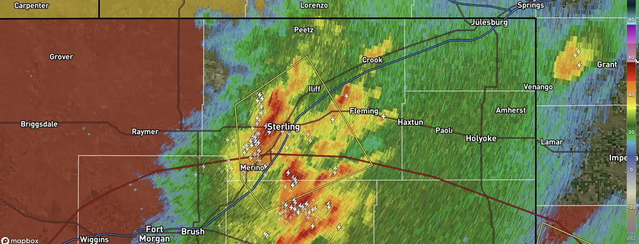 Severe thunderstorm continues near Sterling; Tornado Watch remains in effect for northeast Colorado