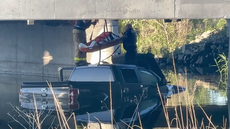 Water rescue from Highway 2 bridge