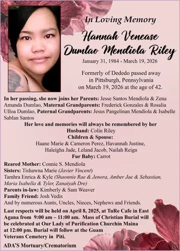 Hannah Venease Dumlao Mendiola Riley