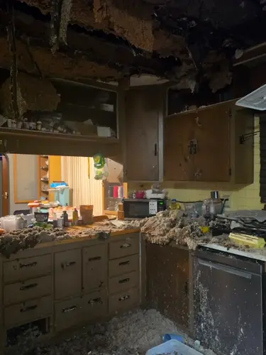 Family displaced after ceiling collapse