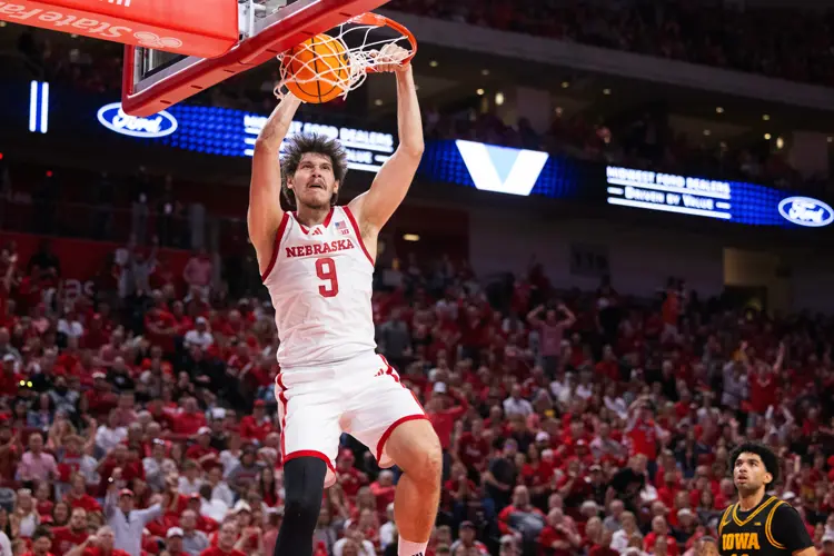 Cale Jacobsen scores 15 and No. 9 Nebraska beats Iowa 84-75 in overtime after blowing late lead