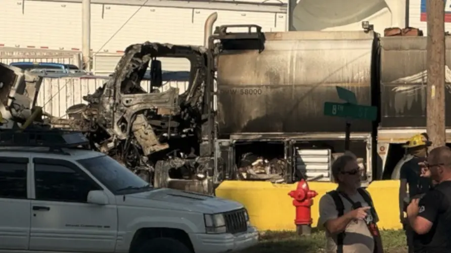 Firefighters extinguish tanker fire