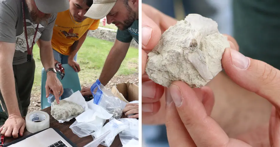 Researchers study microfossils at Toadstool Geologic Park