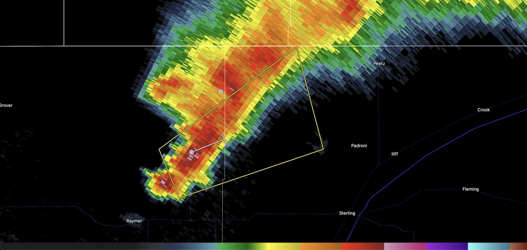 Severe thunderstorm warning issued west of Sterling