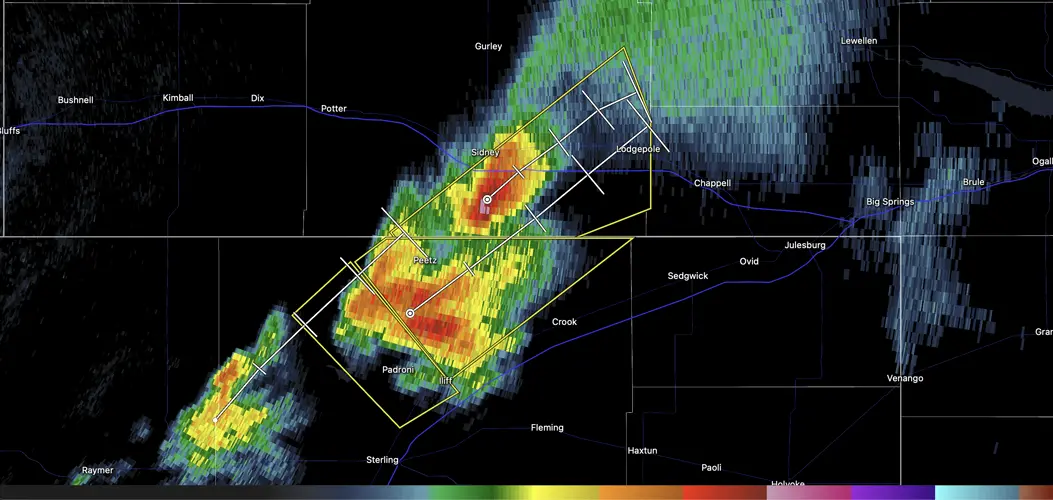 Severe thunderstorm warnings issued for Sidney, Peetz areas