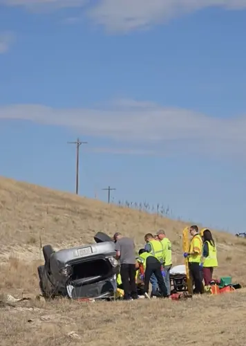 Driver life-flighted following rollover accident on HW-71